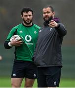 18 November 2021; Head coach Andy Farrell, right, in conversation with Robbie Henshaw during Ireland rugby squad training at Carton House in Maynooth, Kildare. Photo by Brendan Moran/Sportsfile