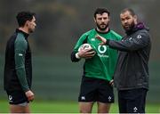 18 November 2021; Head coach Andy Farrell, right in conversation with Robbie Henshaw, centre and Joey Carbery during Ireland rugby squad training at Carton House in Maynooth, Kildare. Photo by Brendan Moran/Sportsfile