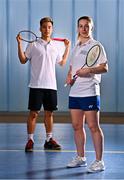 18 November 2021; Irish Olympians Chloe Magee and Nhat Nguyen pictured at National Indoor Arena for the announcement that this year’s AIG FZ Forza Irish Open will be shown live on TG4 this Saturday. Photo by Eóin Noonan/Sportsfile