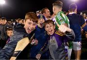 13 November 2021; Kilmacud Crokes supporters celebrate after the Go Ahead Dublin County Senior Club Hurling Championship Final match between Na Fianna and Kilmacud Crokes at Parnell Park in Dublin. Photo by Piaras Ó Mídheach/Sportsfile
