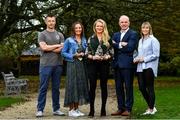 19 November 2021; Sport women's race winners, first place Niamh Cleary, centre, second place Denise Molloy, left, and third place Eleanor Smyth with Tom Dennigan of Continental Tyres and Adventure Racing Ireland Series Co-Ordinator Padraig O'Connor, left, during the 2021 Continental Tyres National Adventure Race Series Awards at Johnstown House in Enfield, Meath. The winners of the 2021 Continental Tyres National Adventure Race Series have been honoured, after a pandemic-enforced hiatus in 2020. The 12 prize winners in both the male and female series, including expert and sport categories, took part in five of Ireland’s most challenging adventure races to claim a podium finish in this year’s Series. Ellen Vitting of Kerry won the 2021 Expert Women category, while Sebastien Giraud of Dublin triumphed in the Expert Men category. In the Sport category, meanwhile, Niamh Cleary of Meath won the women’s race, with John Mullin of Mayo victorious in the men’s series. The popular adventure race series returned in September this year after being postponed due to the covid pandemic in 2020 and includes two competition categories (expert/sport) for female and male competitors. The top three winners in each category male and female (12 total) each received a mix of fantastic prizes for their efforts including a BestDrive by Continental car tyre voucher, a pair of premium Continental GP5000 road bike tyres and trail shoes with Continental’s rubber soles, ideal for more challenging trail running conditions from adidas footwear. For more on the series and to learn more about adventure racing in Ireland visit, www.adventureracing.ie. Photo by David Fitzgerald/Sportsfile