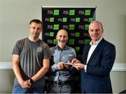 19 November 2021; Sport men's first place finisher John Mullin with Tom Dennigan of Continental Tyres, right, and Adventure Racing Ireland Series Co-Ordinator Padraig O'Connor during the 2021 Continental Tyres National Adventure Race Series Awards at Johnstown House in Enfield, Meath. The winners of the 2021 Continental Tyres National Adventure Race Series have been honoured, after a pandemic-enforced hiatus in 2020. The 12 prize winners in both the male and female series, including expert and sport categories, took part in five of Ireland’s most challenging adventure races to claim a podium finish in this year’s Series. Ellen Vitting of Kerry won the 2021 Expert Women category, while Sebastien Giraud of Dublin triumphed in the Expert Men category. In the Sport category, meanwhile, Niamh Cleary of Meath won the women’s race, with John Mullin of Mayo victorious in the men’s series. The popular adventure race series returned in September this year after being postponed due to the covid pandemic in 2020 and includes two competition categories (expert/sport) for female and male competitors. The top three winners in each category male and female (12 total) each received a mix of fantastic prizes for their efforts including a BestDrive by Continental car tyre voucher, a pair of premium Continental GP5000 road bike tyres and trail shoes with Continental’s rubber soles, ideal for more challenging trail running conditions from adidas footwear. For more on the series and to learn more about adventure racing in Ireland visit, www.adventureracing.ie. Photo by David Fitzgerald/Sportsfile