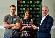 19 November 2021; Expert women's second place finisher Laura O'Driscoll with Tom Dennigan of Continental Tyres, right, and Adventure Racing Ireland Series Co-Ordinator Padraig O'Connor during the 2021 Continental Tyres National Adventure Race Series Awards at Johnstown House in Enfield, Meath. The winners of the 2021 Continental Tyres National Adventure Race Series have been honoured, after a pandemic-enforced hiatus in 2020. The 12 prize winners in both the male and female series, including expert and sport categories, took part in five of Ireland’s most challenging adventure races to claim a podium finish in this year’s Series. Ellen Vitting of Kerry won the 2021 Expert Women category, while Sebastien Giraud of Dublin triumphed in the Expert Men category. In the Sport category, meanwhile, Niamh Cleary of Meath won the women’s race, with John Mullin of Mayo victorious in the men’s series. The popular adventure race series returned in September this year after being postponed due to the covid pandemic in 2020 and includes two competition categories (expert/sport) for female and male competitors. The top three winners in each category male and female (12 total) each received a mix of fantastic prizes for their efforts including a BestDrive by Continental car tyre voucher, a pair of premium Continental GP5000 road bike tyres and trail shoes with Continental’s rubber soles, ideal for more challenging trail running conditions from adidas footwear. For more on the series and to learn more about adventure racing in Ireland visit, www.adventureracing.ie. Photo by David Fitzgerald/Sportsfile