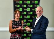 19 November 2021; Expert women's second place finisher Laura O'Driscoll with Tom Dennigan of Continental Tyres, right, during the 2021 Continental Tyres National Adventure Race Series Awards at Johnstown House in Enfield, Meath. The winners of the 2021 Continental Tyres National Adventure Race Series have been honoured, after a pandemic-enforced hiatus in 2020. The 12 prize winners in both the male and female series, including expert and sport categories, took part in five of Ireland’s most challenging adventure races to claim a podium finish in this year’s Series. Ellen Vitting of Kerry won the 2021 Expert Women category, while Sebastien Giraud of Dublin triumphed in the Expert Men category. In the Sport category, meanwhile, Niamh Cleary of Meath won the women’s race, with John Mullin of Mayo victorious in the men’s series. The popular adventure race series returned in September this year after being postponed due to the covid pandemic in 2020 and includes two competition categories (expert/sport) for female and male competitors. The top three winners in each category male and female (12 total) each received a mix of fantastic prizes for their efforts including a BestDrive by Continental car tyre voucher, a pair of premium Continental GP5000 road bike tyres and trail shoes with Continental’s rubber soles, ideal for more challenging trail running conditions from adidas footwear. For more on the series and to learn more about adventure racing in Ireland visit, www.adventureracing.ie. Photo by David Fitzgerald/Sportsfile