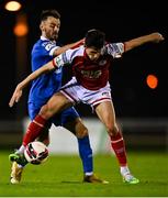 19 November 2021; Shane Griffin of St Patrick's Athletic in action against Shane Griffin of Waterford during the SSE Airtricity League Premier Division match between Waterford and St Patrick's Athletic at the RSC in Waterford. Photo by Eóin Noonan/Sportsfile