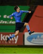 19 November 2021; Colm Whelan of UCD celebrates scoring his side's first goal during the SSE Airtricity League First Division Play-Off Final match between Bray Wanderers and UCD at Dalymount Park in Dublin. Photo by Piaras Ó Mídheach/Sportsfile