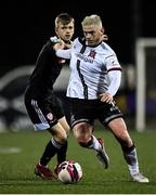 19 November 2021; Sean Murray of Dundalk in action against Ciaron Harkin of Derry City during the SSE Airtricity League Premier Division match between Dundalk and Derry City at Oriel Park in Dundalk, Louth. Photo by Ben McShane/Sportsfile