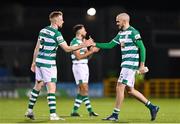 19 November 2021; Joey O'Brien, right, shakes hands with Shamrock Rovers teammate Sean Hoare after being substituted during the SSE Airtricity League Premier Division match between Shamrock Rovers and Drogheda United at Tallaght Stadium in Dublin. Photo by Seb Daly/Sportsfile