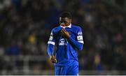 19 November 2021; Jeremie Milambo of Waterford reacts during the SSE Airtricity League Premier Division match between Waterford and St Patrick's Athletic at the RSC in Waterford. Photo by Eóin Noonan/Sportsfile