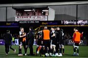 19 November 2021; Derry City players celebrate after their victory in the SSE Airtricity League Premier Division match between Dundalk and Derry City at Oriel Park in Dundalk, Louth. Photo by Ben McShane/Sportsfile