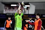 19 November 2021; Derry City goalkeeper Nathan Gartside celebrates after the SSE Airtricity League Premier Division match between Dundalk and Derry City at Oriel Park in Dundalk, Louth. Photo by Ben McShane/Sportsfile