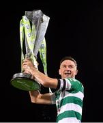 19 November 2021; Ronan Finn of Shamrock Rovers celebrates with the SSE Airtricity League Premier Division trophy after their match against Drogheda United at Tallaght Stadium in Dublin. Photo by Seb Daly/Sportsfile