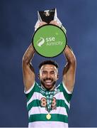 19 November 2021; Roberto Lopes of Shamrock Rovers celebrates with the SSE Airtricity League Premier Division trophy after their match against Drogheda United at Tallaght Stadium in Dublin. Photo by Stephen McCarthy/Sportsfile