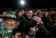 19 November 2021; Shamrock Rovers manager Stephen Bradley with supporters after the SSE Airtricity League Premier Division match between Shamrock Rovers and Drogheda United at Tallaght Stadium in Dublin. Photo by Stephen McCarthy/Sportsfile