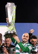 19 November 2021; Joey O'Brien of Shamrock Rovers celebrates with the SSE Airtricity League Premier Division trophy after their match against Drogheda United at Tallaght Stadium in Dublin. Photo by Stephen McCarthy/Sportsfile