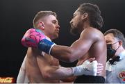 19 November 2021; Jason Quigley, left, and Demetrius Andrade during their WBO World Middleweight Title fight at the SNHU Arena in Manchester, New Hampshire, USA. Photo by Melina Pizano / Matchroom Boxing via Sportsfile