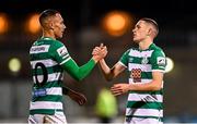 19 November 2021; Graham Burke, left, and Max Murphy of Shamrock Rovers after the SSE Airtricity League Premier Division match between Shamrock Rovers and Drogheda United at Tallaght Stadium in Dublin. Photo by Seb Daly/Sportsfile