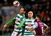 19 November 2021; Chris McCann of Shamrock Rovers in action against Gary Deegan of Drogheda United during the SSE Airtricity League Premier Division match between Shamrock Rovers and Drogheda United at Tallaght Stadium in Dublin. Photo by Seb Daly/Sportsfile