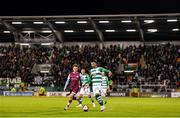 19 November 2021; Danny Mandroiu of Shamrock Rovers in action against Darragh Markey of Drogheda United during the SSE Airtricity League Premier Division match between Shamrock Rovers and Drogheda United at Tallaght Stadium in Dublin. Photo by Seb Daly/Sportsfile