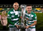 19 November 2021; Joey O'Brien, left, and Ronan Finn of Shamrock Rovers with the SSE Airtricity League Premier Division trophy after their match against Drogheda United at Tallaght Stadium in Dublin. Photo by Stephen McCarthy/Sportsfile