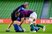 20 November 2021; Defence coach Simon Easterby, left, and Caelan Doris during the Ireland Captain's Run at Aviva Stadium in Dublin. Photo by Brendan Moran/Sportsfile