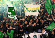 19 November 2021; Shamrock Rovers supporters celebrate during the SSE Airtricity League Premier Division match between Shamrock Rovers and Drogheda United at Tallaght Stadium in Dublin. Photo by Stephen McCarthy/Sportsfile