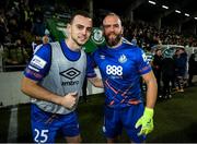 19 November 2021; Shamrock Rovers goalkeepers Leon Pohls, left, and Alan Mannus following the SSE Airtricity League Premier Division match between Shamrock Rovers and Drogheda United at Tallaght Stadium in Dublin. Photo by Stephen McCarthy/Sportsfile