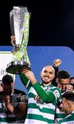 19 November 2021; Joey O'Brien of Shamrock Rovers celebrates with the SSE Airtricity League Premier Division trophy after their match against Drogheda United at Tallaght Stadium in Dublin. Photo by Stephen McCarthy/Sportsfile