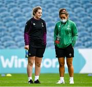 20 November 2021; Enya Breen, left, and Sene Naoupu of Ireland before the Autumn Test Series match between Ireland and Japan at the RDS Arena in Dublin. Photo by Harry Murphy/Sportsfile