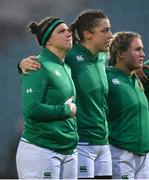 20 November 2021; A tearful Ireland captain Ciara Griffin before the Autumn Test Series match between Ireland and Japan at the RDS Arena in Dublin. Photo by Harry Murphy/Sportsfile