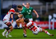 20 November 2021; Laura Sheehan of Ireland is tackled by Ria Anoku of Japan during the Autumn Test Series match between Ireland and Japan at the RDS Arena in Dublin. Photo by Harry Murphy/Sportsfile
