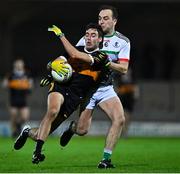 20 November 2021; Fiachna Mangan of Austin Stacks in action against Andrew Barry of St Brendans during the Kerry County Senior Football Championship Semi-Final match between Austin Stacks and St Brendan's at Austin Stack Park in Tralee, Kerry. Photo by Eóin Noonan/Sportsfile