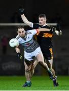 20 November 2021; Andrew Barry of St Brendans in action against Greg Horan of Austin Stacks during the Kerry County Senior Football Championship Semi-Final match between Austin Stacks and St Brendan's at Austin Stack Park in Tralee, Kerry. Photo by Eóin Noonan/Sportsfile