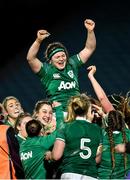 20 November 2021; Ireland captain Ciara Griffin is lifted by her team-mates after the Autumn Test Series match between Ireland and Japan at the RDS Arena in Dublin. Photo by Harry Murphy/Sportsfile