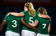 20 November 2021; Ireland players, from left, Linda Djougang, Sam Monaghan and Edel McMahon after the Autumn Test Series match between Ireland and Japan at the RDS Arena in Dublin. Photo by Harry Murphy/Sportsfile