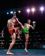 20 November 2021; Steve Archambault, right, and Faisal Azimi during their Muay Thai 64.5kg bout at Capital 1 Dublin in the National Basketball Arena, Tallaght, Dublin. Photo by David Fitzgerald/Sportsfile