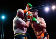 20 November 2021; Cian Johnston, right, and Darragh Kennedy during their Muay Thai 3x3 bout at Capital 1 Dublin in the National Basketball Arena, Tallaght, Dublin. Photo by David Fitzgerald/Sportsfile