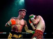 20 November 2021; Jay Councel, left, and Aaron Clarke during their ISKA Irish K1 Lightweight Title bout at Capital 1 Dublin in the National Basketball Arena, Tallaght, Dublin. Photo by David Fitzgerald/Sportsfile