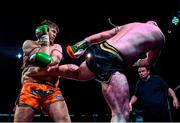 20 November 2021; Cian Johnston, left, and Darragh Kennedy during their Muay Thai 3x3 bout at Capital 1 Dublin in the National Basketball Arena, Tallaght, Dublin. Photo by David Fitzgerald/Sportsfile