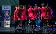 20 November 2021; An Caisleán Nua team, representing Tipperary and Munster, of Caelainn McGrath, Sinéad Grant, Eimear O'Connor, Veronica McNamara, Sarah English, Chloe Hennebry, Aoife Leahy and Kayleigh O'Brien during the Rince Foirne competition at Scór Sinsir 2020 All-Ireland Finals at the Connacht GAA Air Dome in Bekan, Mayo. Photo by Piaras Ó Mídheach/Sportsfile