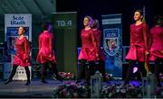 20 November 2021; An Caisleán Nua team, representing Tipperary and Munster, of Caelainn McGrath, Sinéad Grant, Eimear O'Connor, Veronica McNamara, Sarah English, Chloe Hennebry, Aoife Leahy and Kayleigh O'Brien during the Rince Foirne competition at Scór Sinsir 2020 All-Ireland Finals at the Connacht GAA Air Dome in Bekan, Mayo. Photo by Piaras Ó Mídheach/Sportsfile