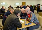 20 November 2021; The An Bhréadach team, representing Down, of Jack Devaney, Ciarán White, Frank Cosello and Noel Doran during Tráth na gCeist at the Scór Sinsir 2020 All-Ireland Finals at the Connacht GAA Air Dome in Bekan, Mayo. Photo by Piaras Ó Mídheach/Sportsfile