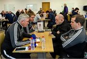 20 November 2021; The Tuar Mhic Éadaigh team, representing Mayo, of Michael Lang, Seán Kearns, Tim Foley and Michéal Coyne during Tráth na gCeist at the Scór Sinsir 2020 All-Ireland Finals at the Connacht GAA Air Dome in Bekan, Mayo. Photo by Piaras Ó Mídheach/Sportsfile