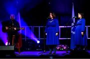 20 November 2021; The Sabhall Phádraig team, representing Down and Ulster, of Angela McGreevy, Gareth McGreevy, Catherine Boyle, Grainne Lynch and Orlagh Carson during the Bailéad-Ghrúpa competition at the Scór Sinsir 2020 All-Ireland Finals at the Connacht GAA Air Dome in Bekan, Mayo. Photo by Piaras Ó Mídheach/Sportsfile