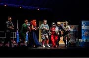 20 November 2021; The Naomh Dominic team, representing Roscommon and Connacht, of Noel Dervan, Cathy Dervan, Sylvia Kilcline, Stephen Murphy, Shane Murphy, Marie Conory and Anita Hanley during the Nuachleas competition at Scór Sinsir 2020 All-Ireland Finals at the Connacht GAA Air Dome in Bekan, Mayo. Photo by Piaras Ó Mídheach/Sportsfile