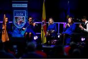 20 November 2021; The Naomh Ronáin team, representing Roscommon and Connacht, of Leanne Hennessy, Elizabeth Earley, Rachel Noone, Fiachra Guihen and Emma Benson during the Ceol Uirlise competition at Scór Sinsir 2020 All-Ireland Finals at the Connacht GAA Air Dome in Bekan, Mayo. Photo by Piaras Ó Mídheach/Sportsfile