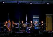 20 November 2021; The Cill Chábháin team, representing Laois and Leinster, of Sophie Ryan, Brian Ryan, Alain Carroll, Senan Moran and Noel Stapleton during the Ceol Uirlise competition at Scór Sinsir 2020 All-Ireland Finals at the Connacht GAA Air Dome in Bekan, Mayo. Photo by Piaras Ó Mídheach/Sportsfile