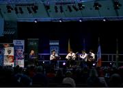 20 November 2021; The Mullach Odhráin Erne Eagles team, representing Cavan and Ulster, of Sinéad Halton, Jack O'Reilly, Daryll Dolan, Shane Walsh and Aaron Galligan during the Ceol Uirlise competition at Scór Sinsir 2020 All-Ireland Finals at the Connacht GAA Air Dome in Bekan, Mayo. Photo by Piaras Ó Mídheach/Sportsfile