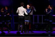 20 November 2021; The Ail Finn team, representing Roscommon and Connacht, of Michael Gunn, Luke Gunn, Sarah Keane, Emily Keane, Ellen Tiernan, Michelle Tarpey, Sylvia Regan and Emma Mulhern during the Rince Seit competition at the Scór Sinsir 2020 All-Ireland Finals at the Connacht GAA Air Dome in Bekan, Mayo. Photo by Piaras Ó Mídheach/Sportsfile