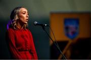 20 November 2021; Kathryn Mullan of Sleacht Néill, representing Derry and Ulster, during the Amhránaíocht Aonair competition at Scór Sinsir 2020 All-Ireland Finals at the Connacht GAA Air Dome in Bekan, Mayo. Photo by Piaras Ó Mídheach/Sportsfile